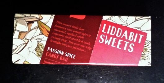 Inside: Passion fruit-flavored caramel, cayenne pepper, crispy puffed rice, and dark chocolate.